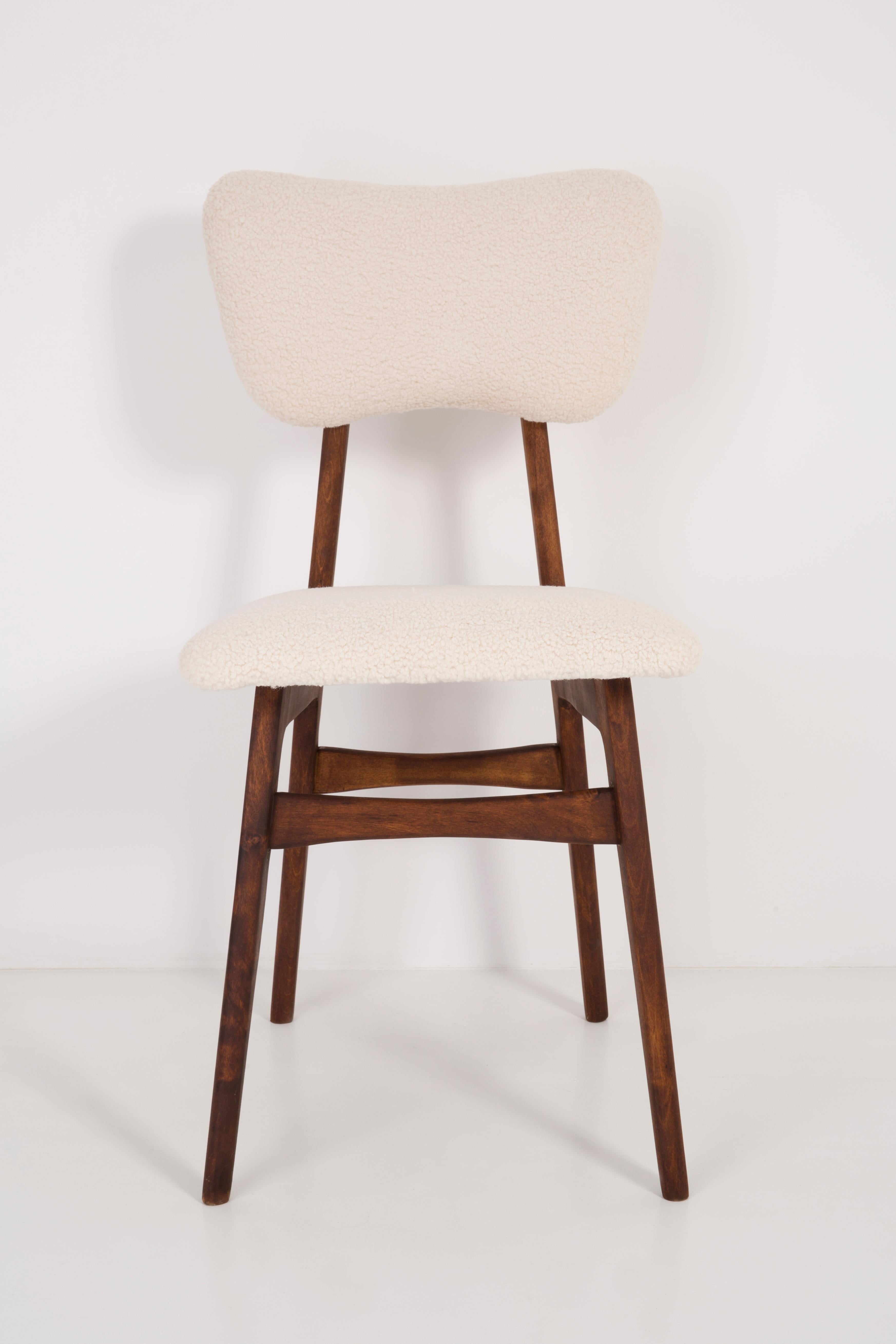 Polish 20th Century Light Crème Boucle Chair, 1960s For Sale