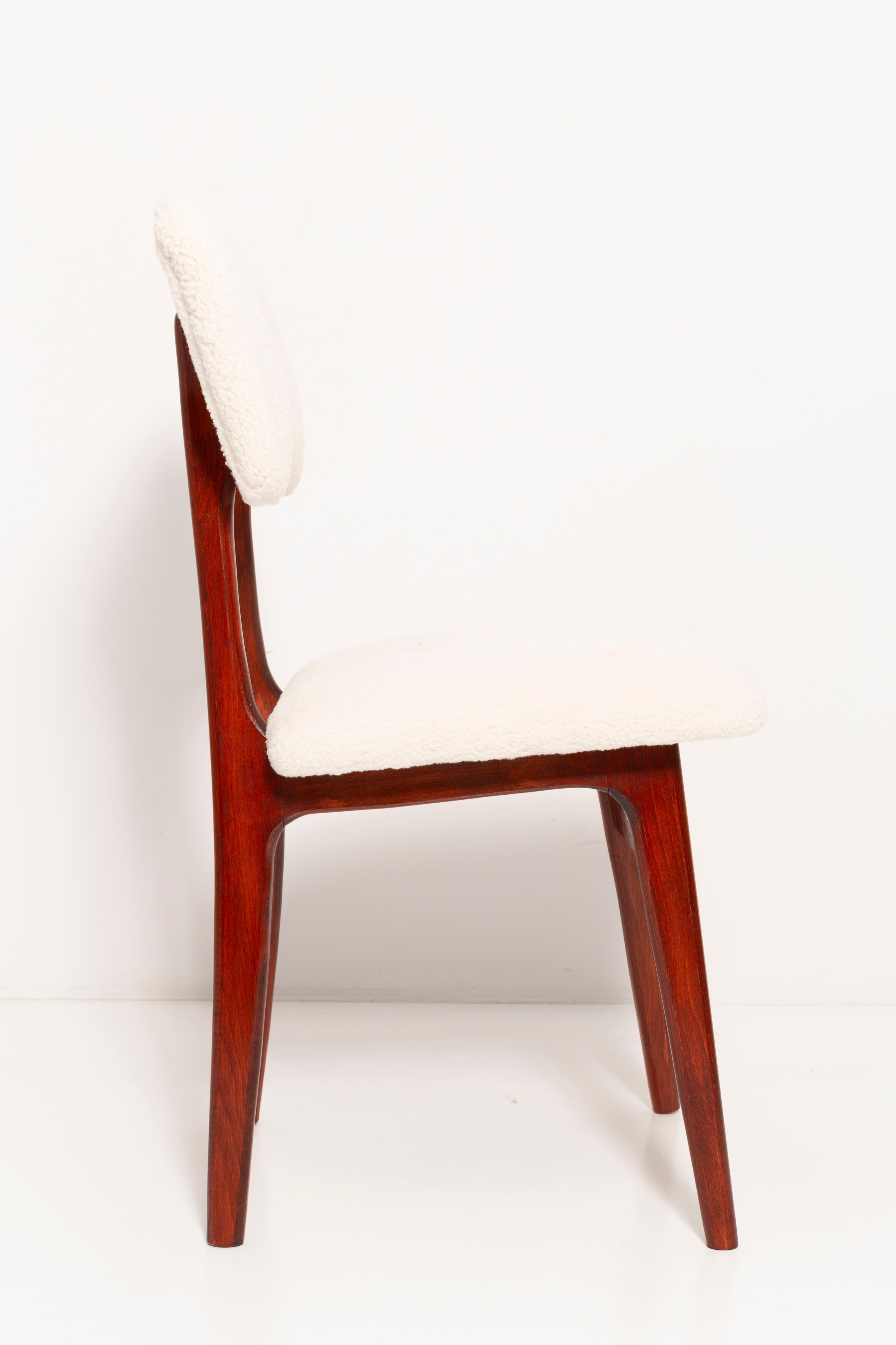 Hand-Crafted 20th Century Light Crème Boucle Cherry Wood Chair, Europe, 1960 For Sale