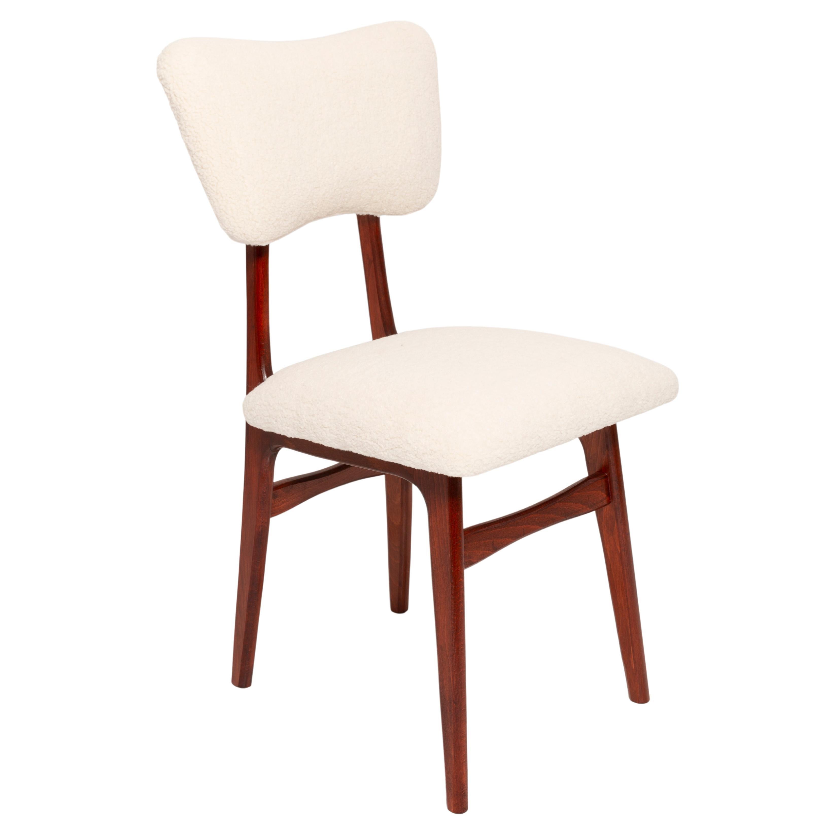 20th Century Light Crème Boucle Cherry Wood Chair, Europe, 1960 For Sale
