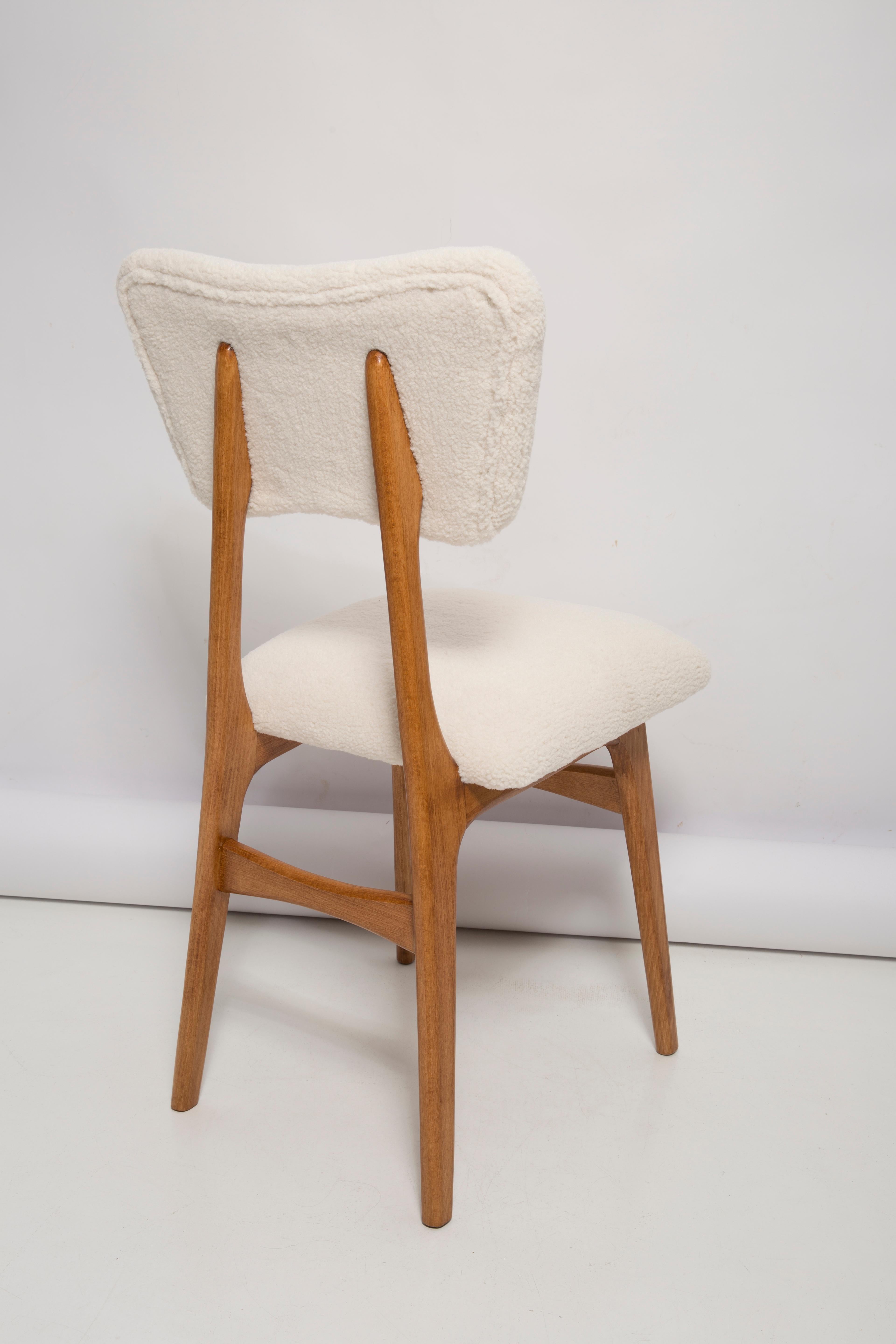 20th Century Light Crème Boucle Oak Wood Butterfly Chair, Europe, 1960 For Sale 5