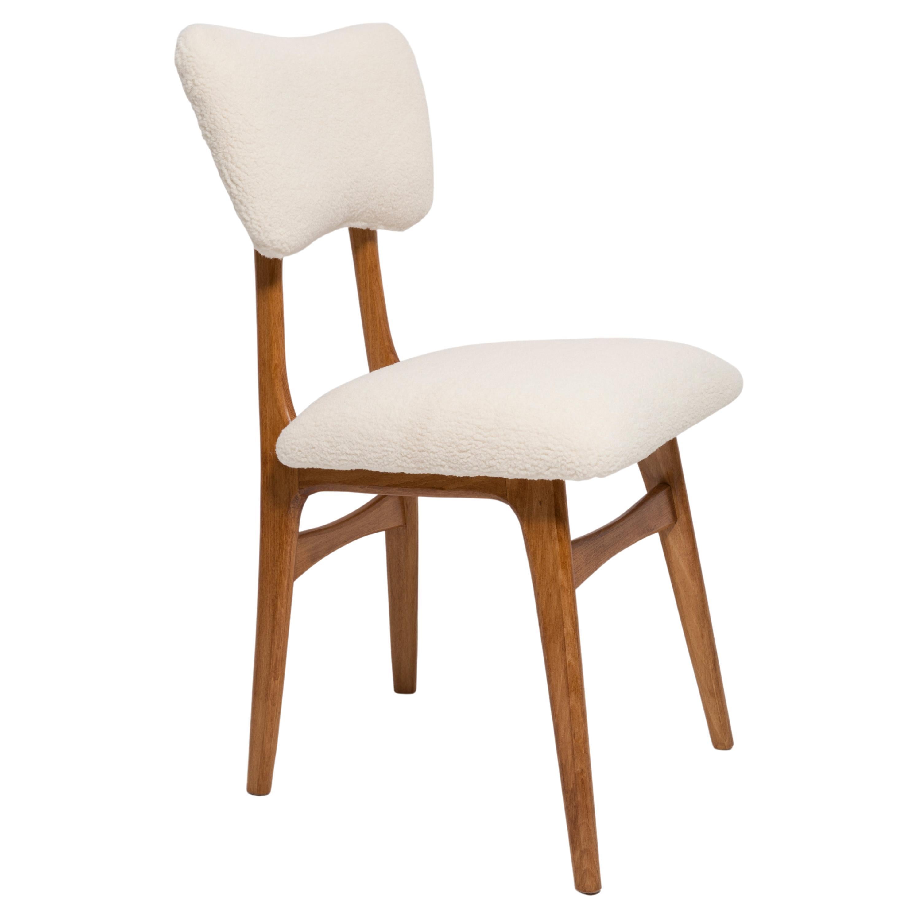20th Century Light Crème Boucle Oak Wood Butterfly Chair, Europe, 1960 For Sale