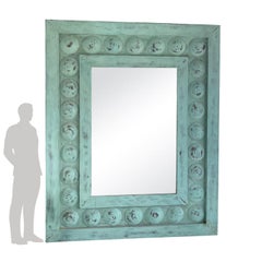 20th Century Light-Green French Vert de Gris Mirror, Large Copper Trumeau Mirror