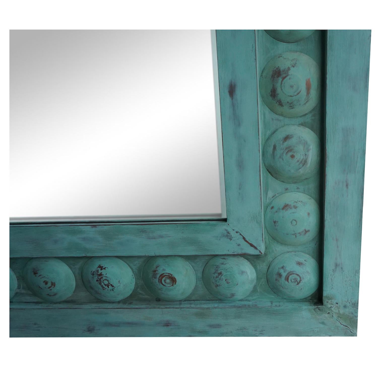 20th Century Light-Green French Vert de Gris Mirror, Large Copper Trumeau Mirror In Good Condition In West Palm Beach, FL