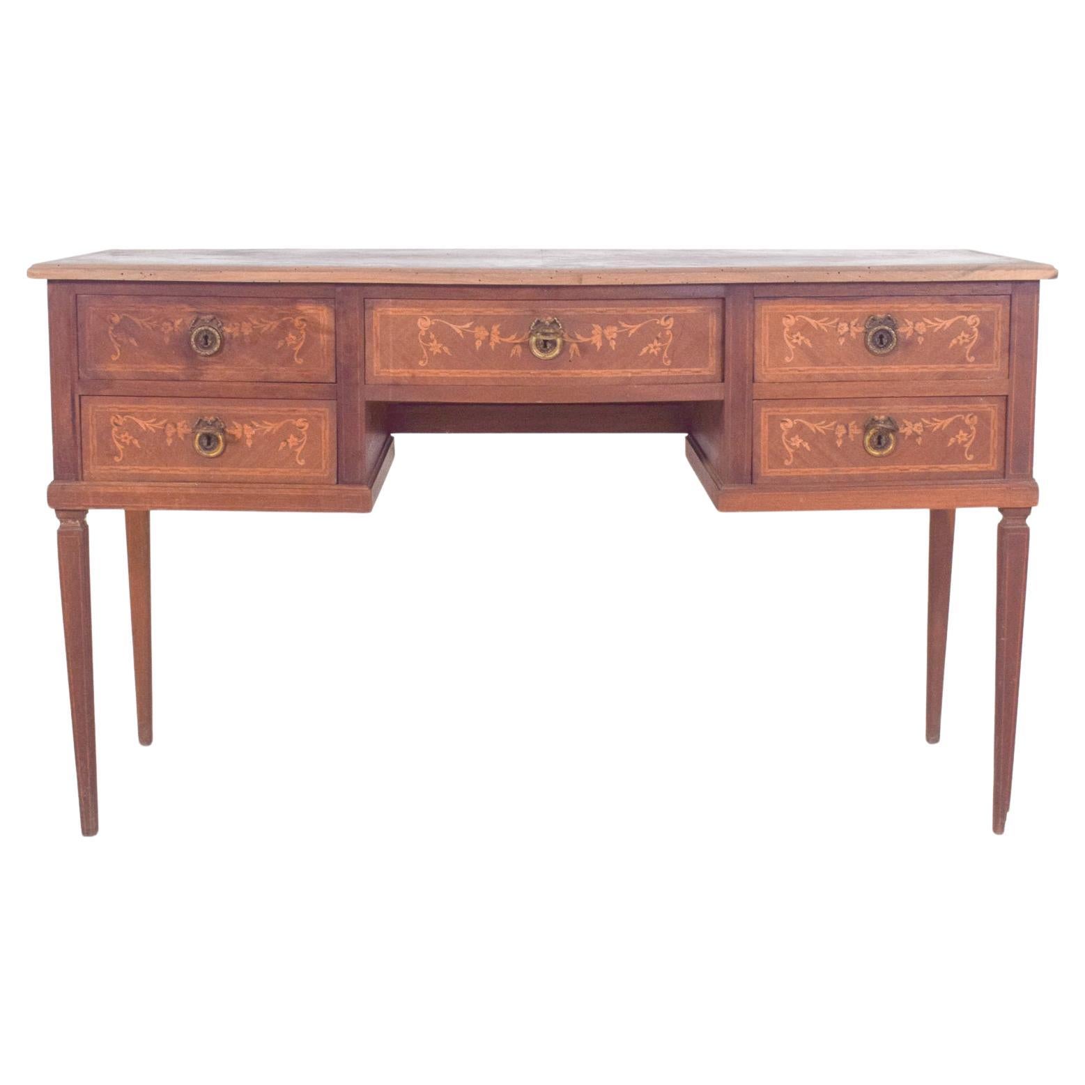 20th Century Light Wood Dressing Table with Marquetry. For Sale