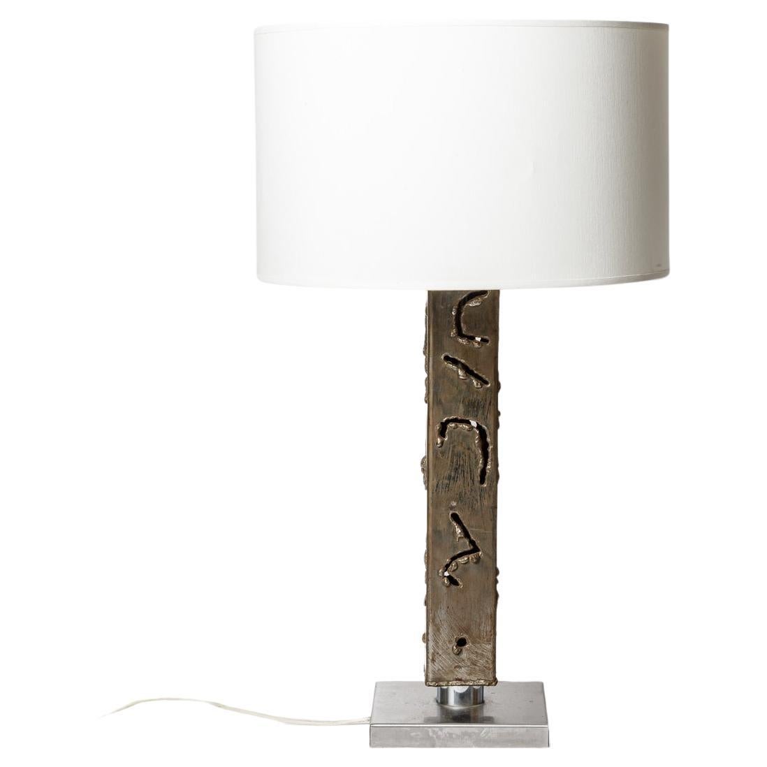 20th century lighting large abstract design metal table lamp circa 1970 For Sale