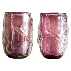 20th Century Lilac Italian Pair of Amethyst Murano Glass Vases