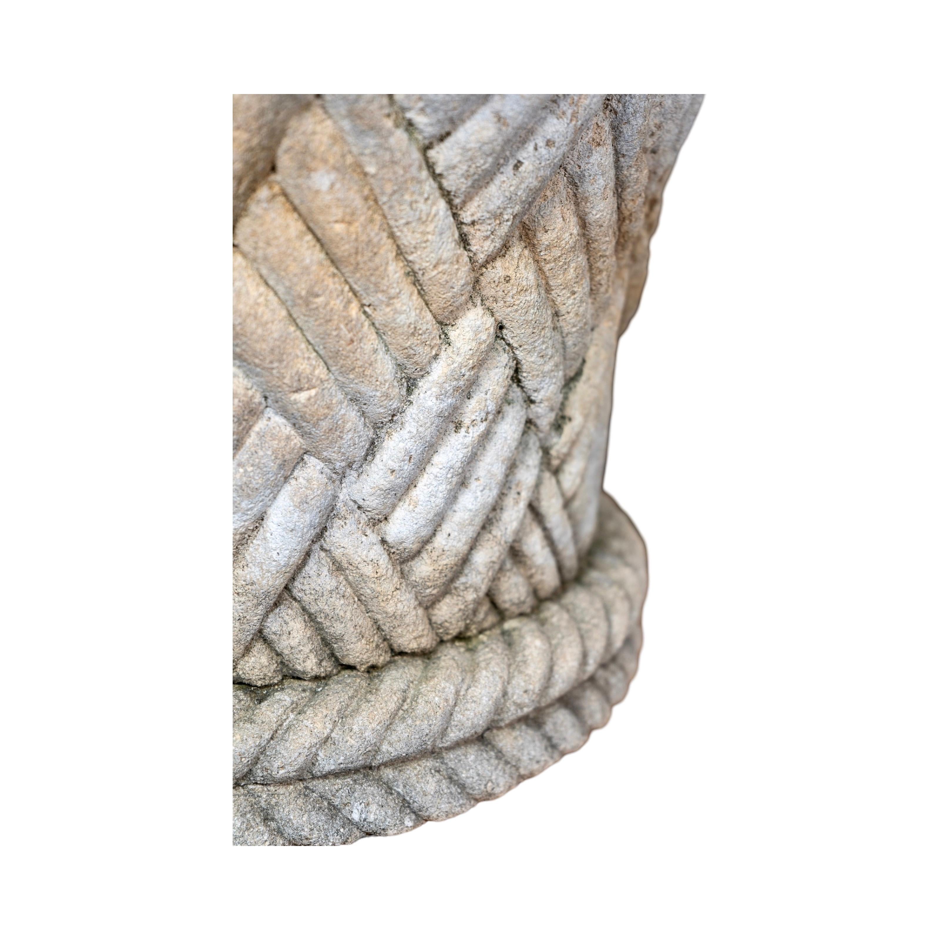 French Limestone Woven Planter For Sale 1