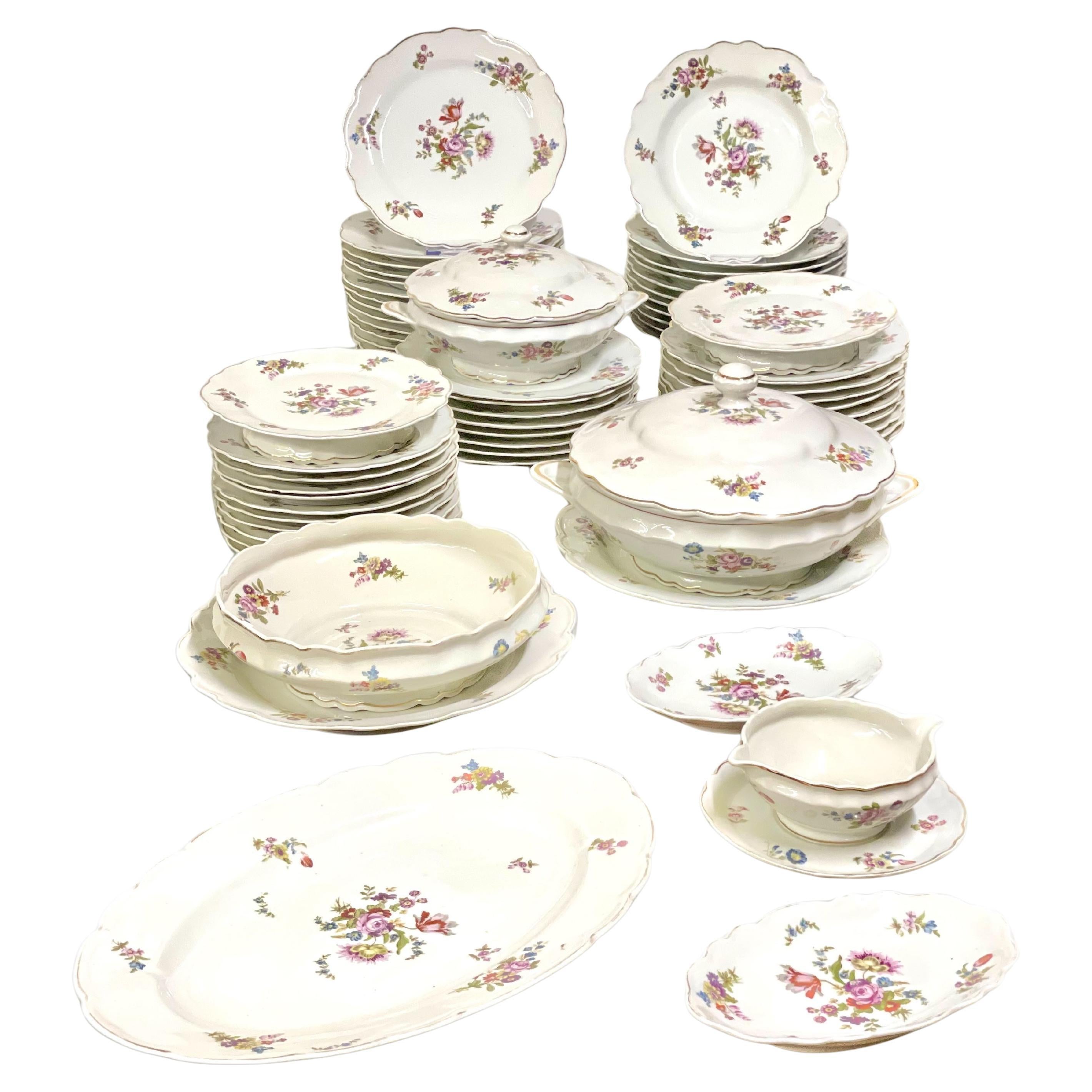 20th Century Limoges Porcelain Dinner Service ULIM 63-Piece
