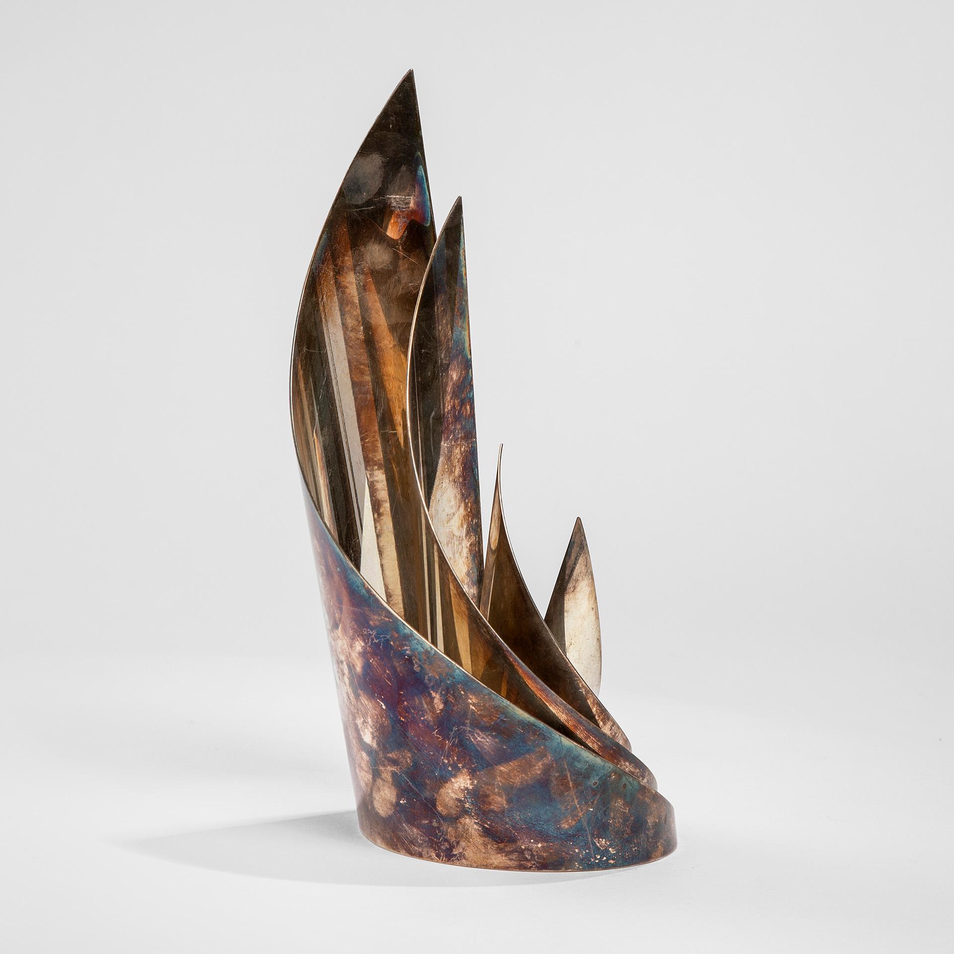 Mid-Century Modern 20th Century Lino Sabattini Decorative Object as Sails in Silvered Metal, 70s