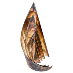 20th Century Lino Sabattini Decorative Object as Sails in Silvered Metal, 70s