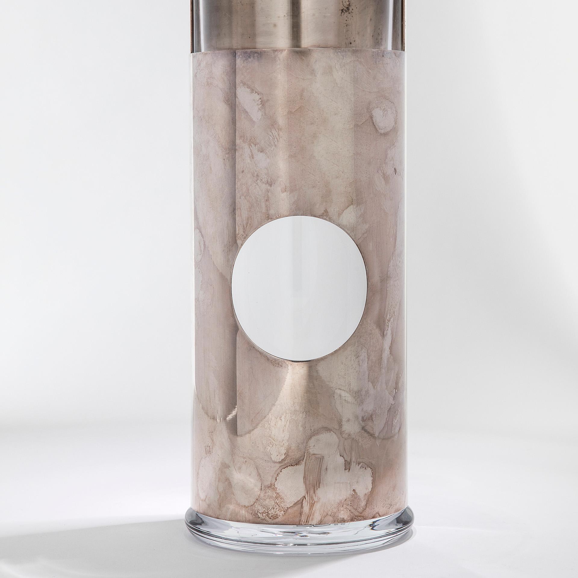 Argentato Vaso Lino Sabattini del XX secolo in metallo argentato e vetro, anni '70 in vendita