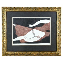 Opera d'arte Linocut del XX secolo "Patinkas Work" - Due colori, firmata K.K., 1970