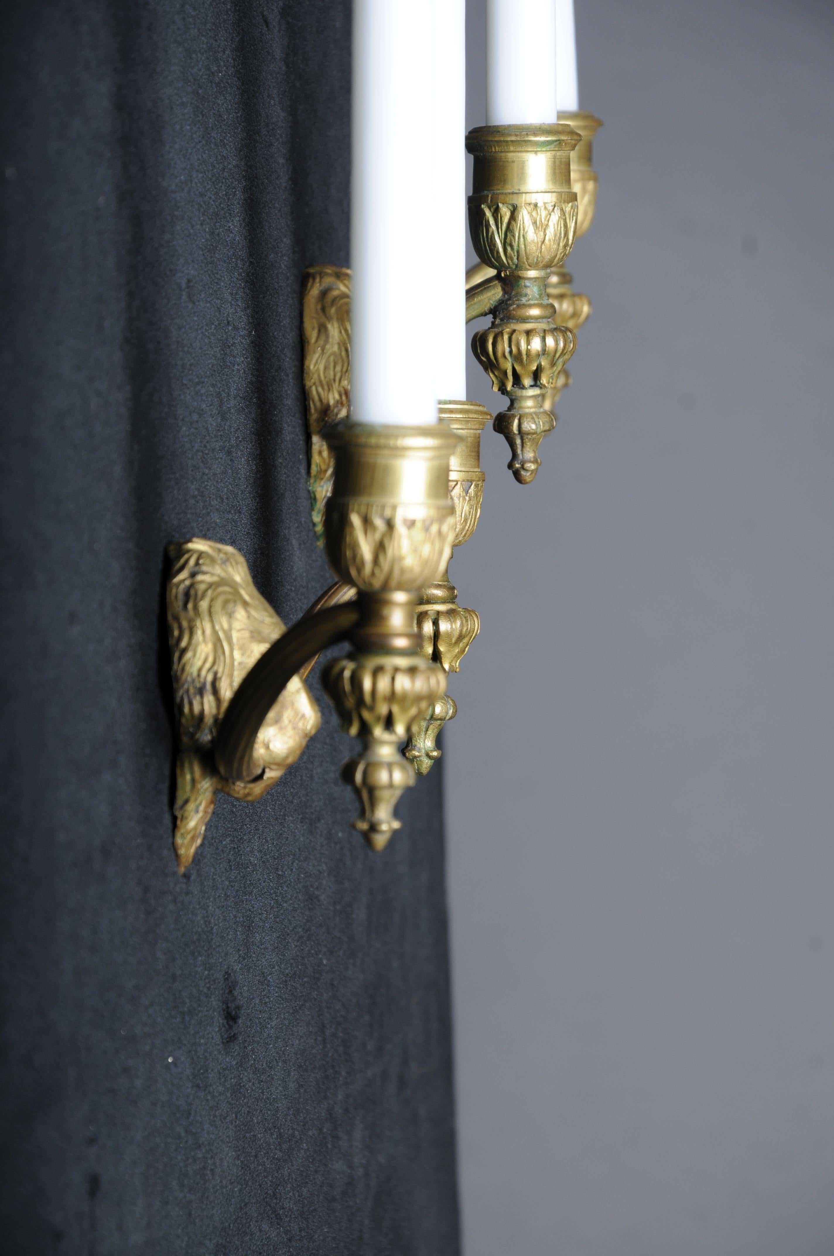 20th Century Lion Wall Sconce/Wall Candlestick, Brass, Gold For Sale 4