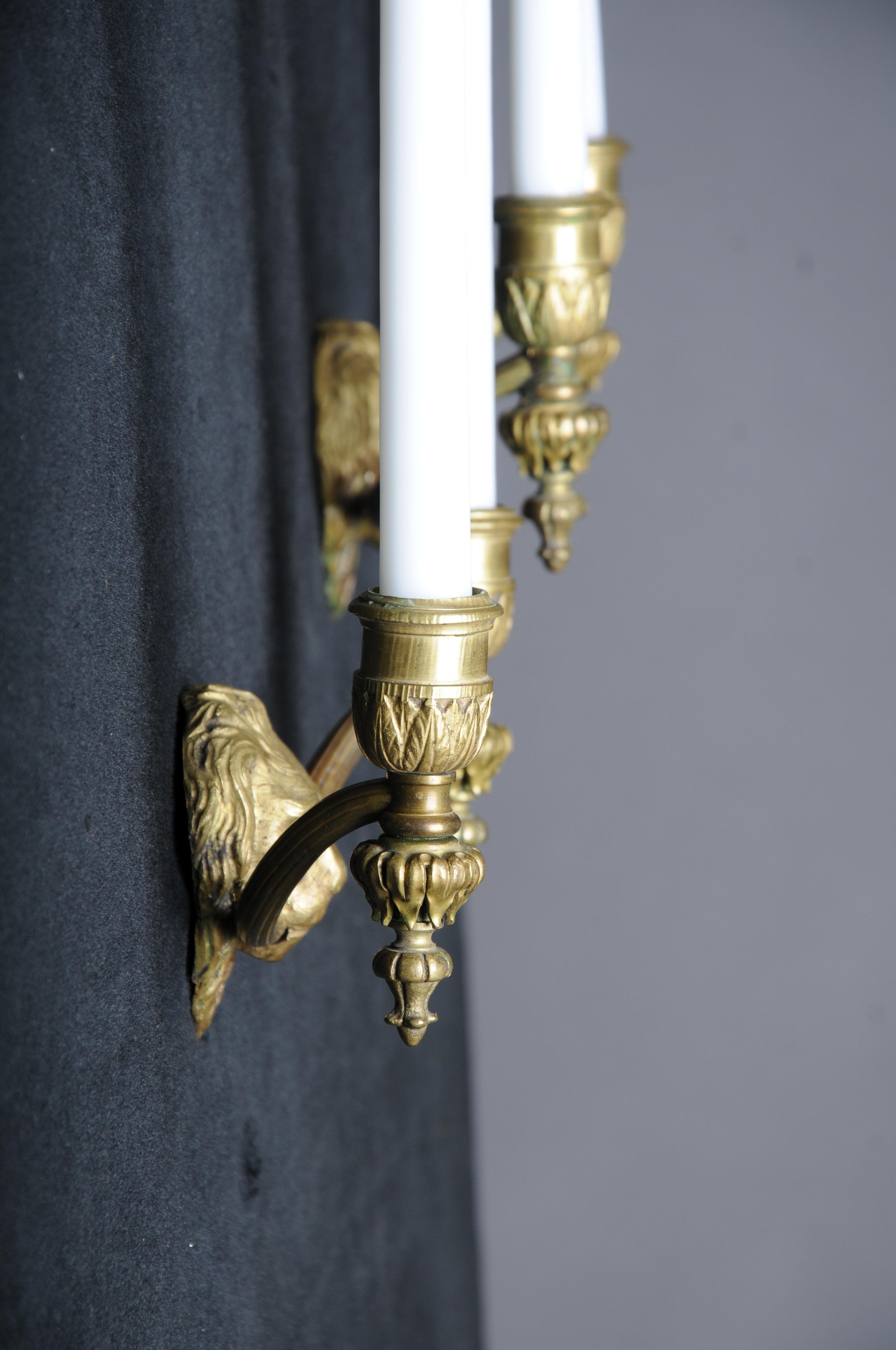 20th Century Lion Wall Sconce/Wall Candlestick, Brass, Gold For Sale 3