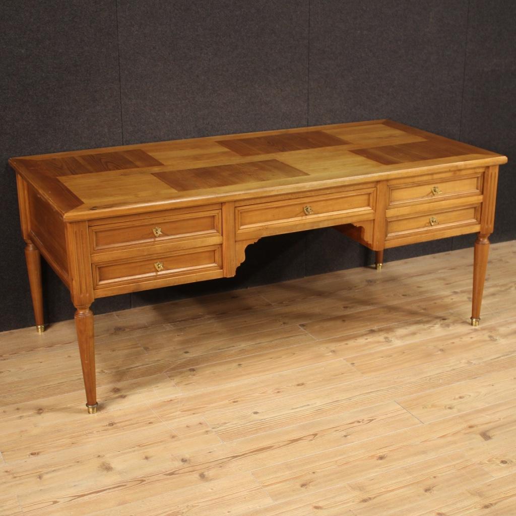 20. Jahrhundert Wohnzimmer Kirschbaum und Obstholz Französisch Schreibtisch, 1960 (Mid-20th Century) im Angebot