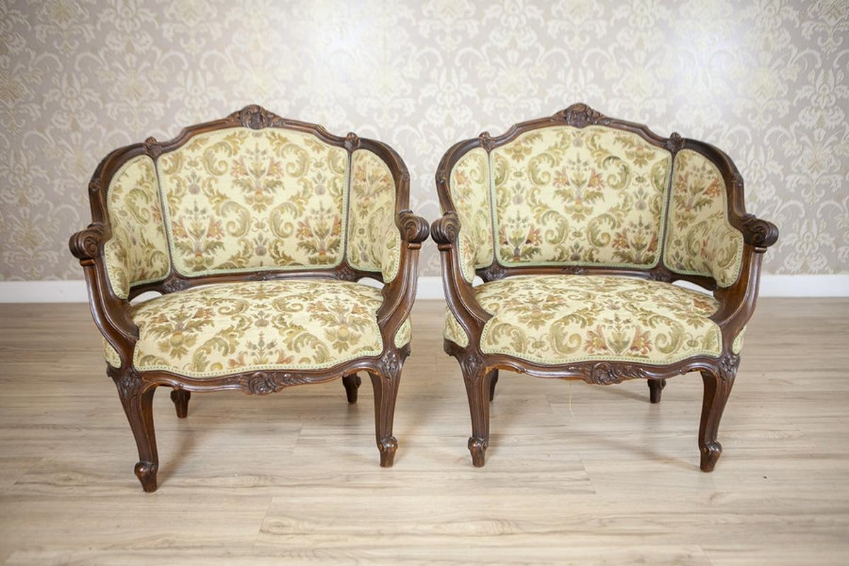 Upholstery Rococo Revival Walnut Living Room Set From the Early 20th Century - 3 Pieces For Sale