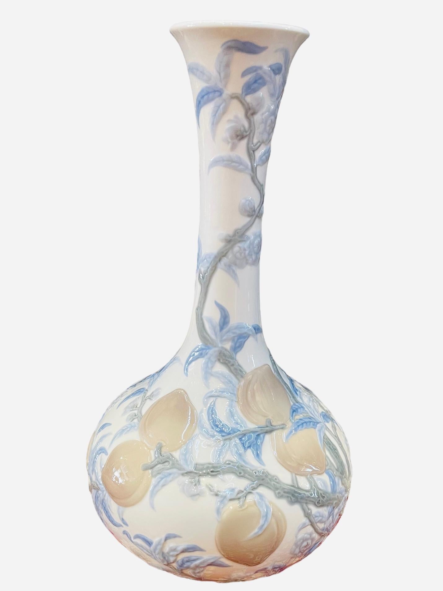 Repoussé 20th Century Lladro Porcelain Gourd Vase For Sale