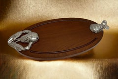 20th Century Lobster Aluminum and Wood Tray Plate Platter, Vintage, 1970s
