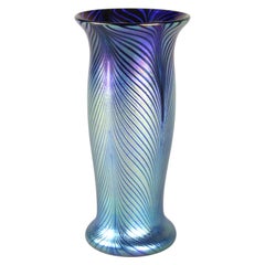 20th Century Loetz Witwe Glass Vase with Feather Decor Iriscident, CZ circa 1905