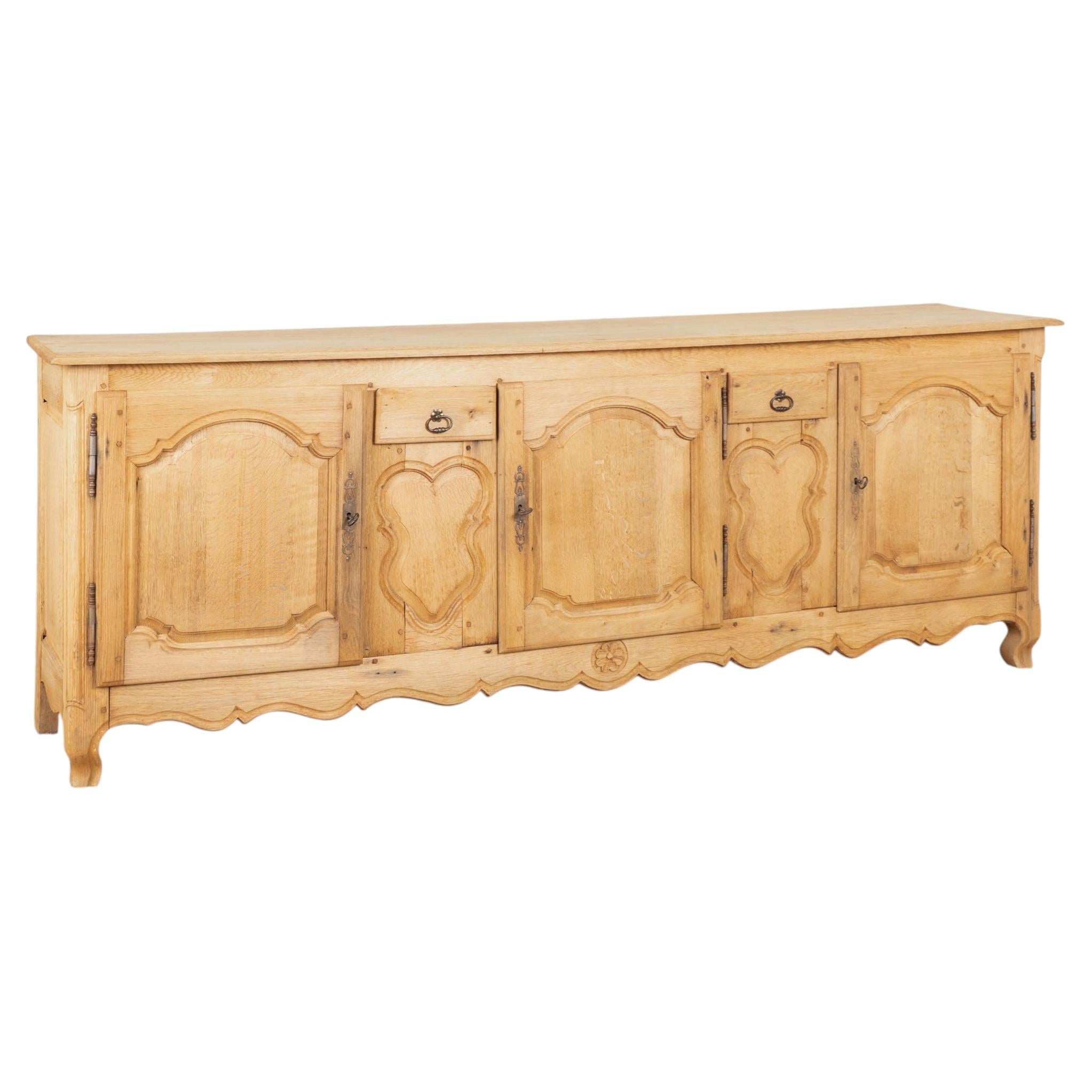 20th Century Long Bleached Oak Sideboard Buffet from Belgium