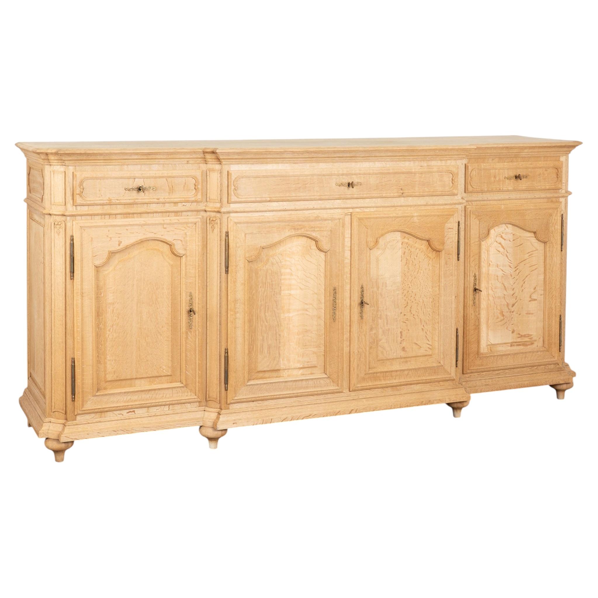 20th Century Long Bleached Oak Sideboard Buffet from Belgium
