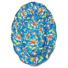 Plato oval esmaltado Longwy, Francia, S. XX