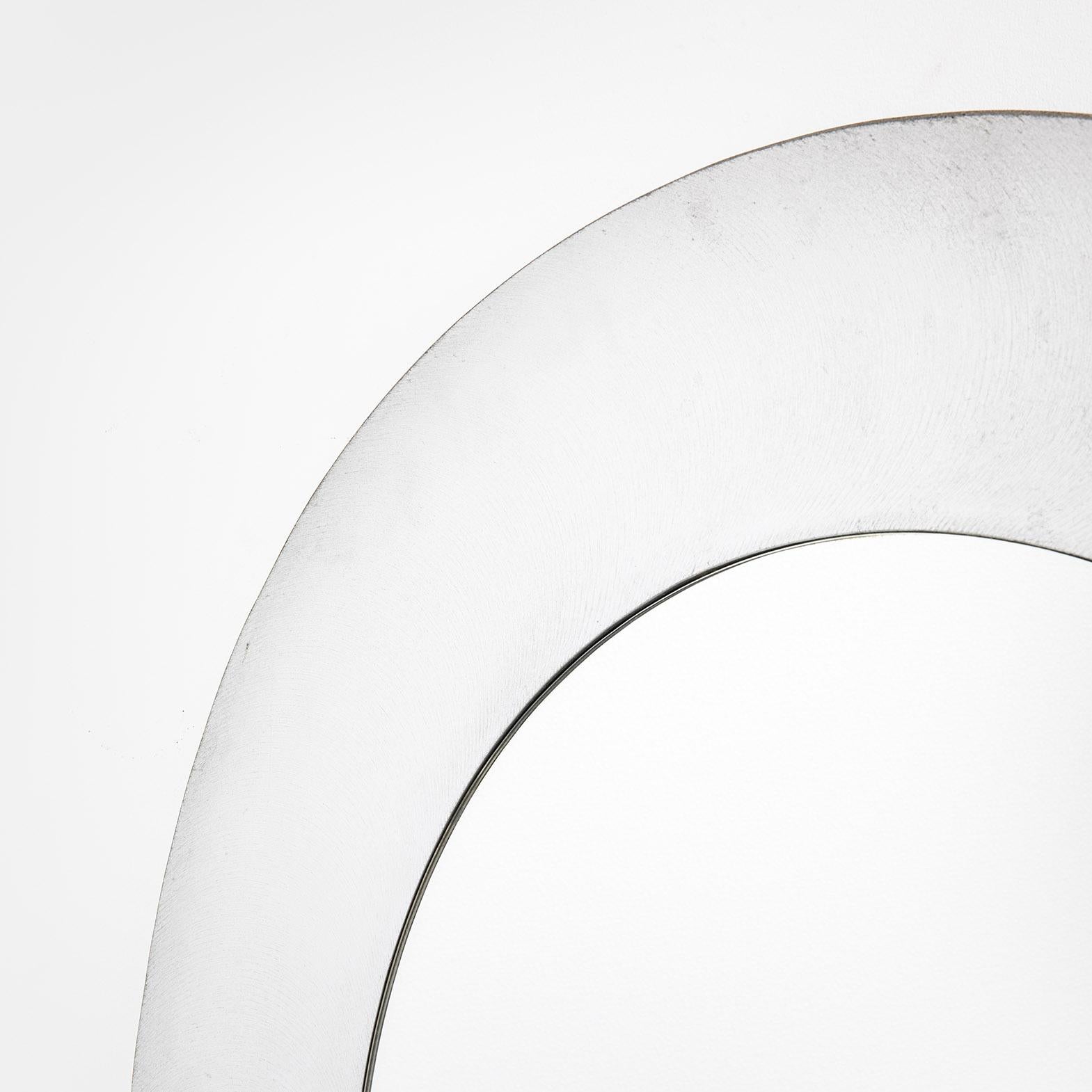 Mid-Century Modern 20th Century Lorenzo Burchiellaro Circular Mirror with die-cast Aluminium Frame For Sale