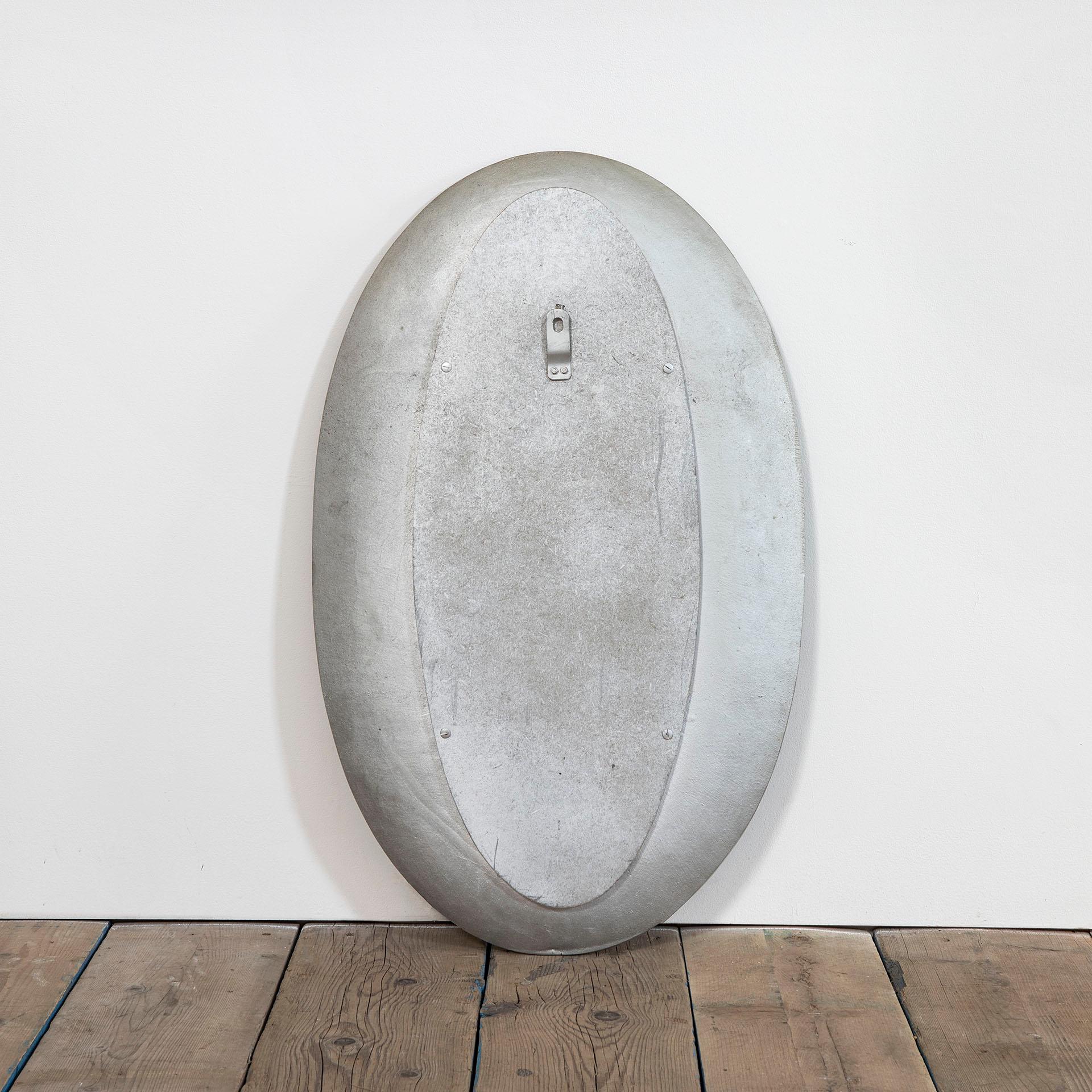 Mid-20th Century 20th Century Lorenzo Burchiellaro Oval Mirror with Die-Cast Aluminium Frame