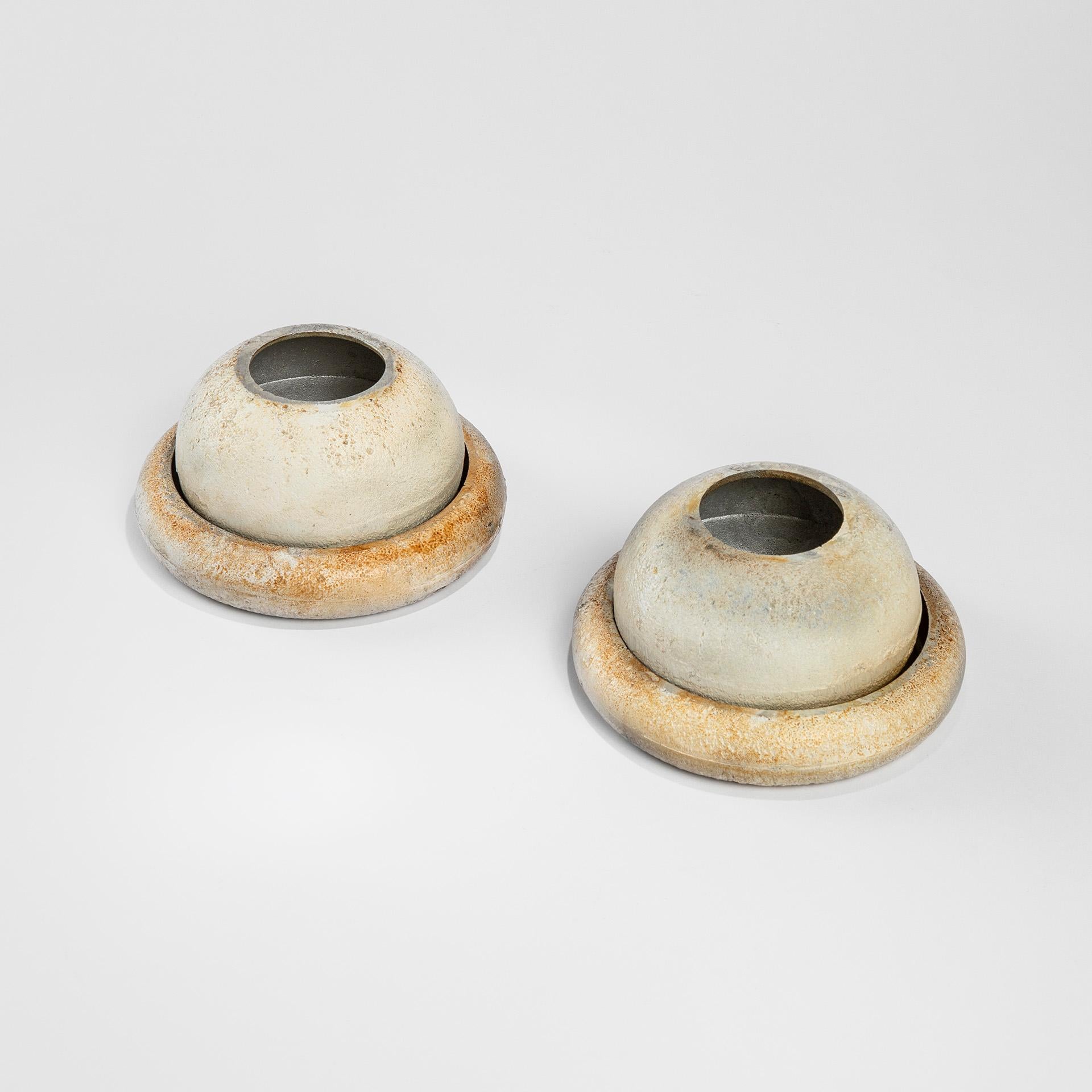 Mid-Century Modern 20th Century Lorenzo Burchiellaro Pair of Decorative Objects in Metal, 60s For Sale