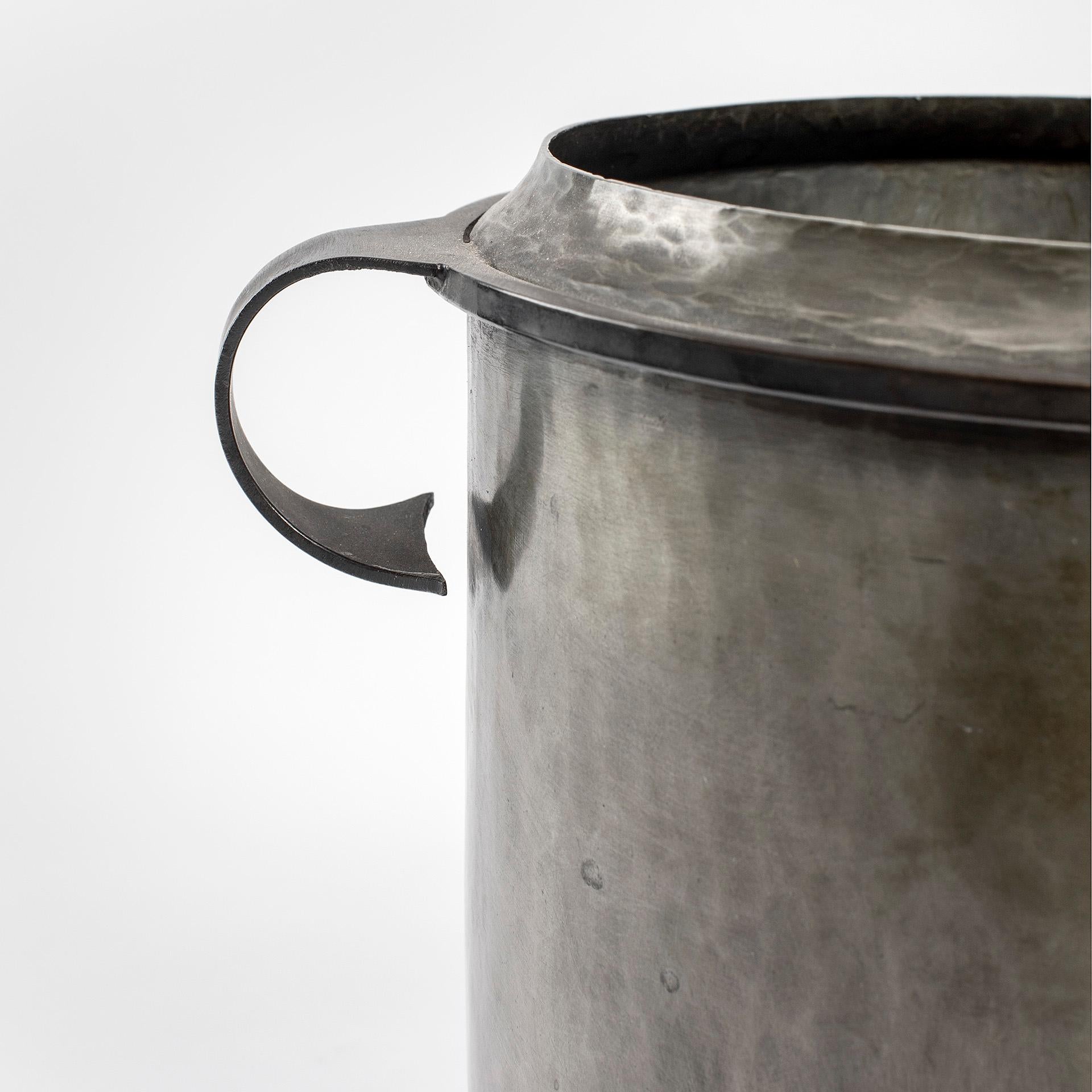 Mid-Century Modern 20th Century Lorenzo Burchiellaro Pewter Ice Basket, 60s For Sale