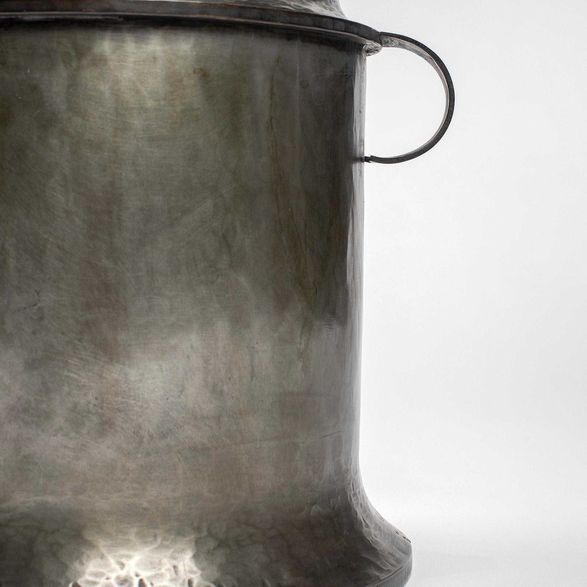 Italian 20th Century Lorenzo Burchiellaro Pewter Ice Basket, 60s For Sale