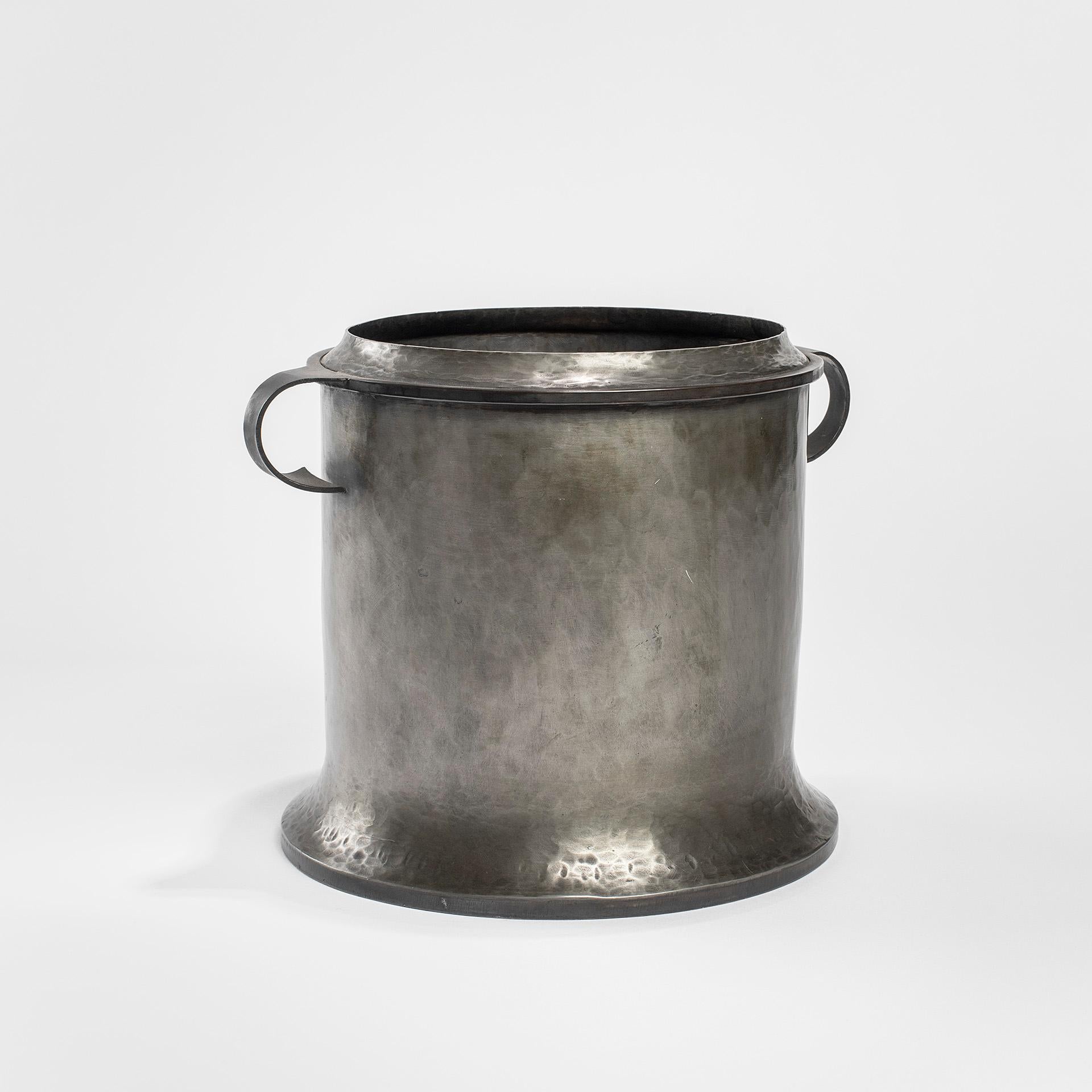 Mid-20th Century 20th Century Lorenzo Burchiellaro Pewter Ice Basket, 60s For Sale