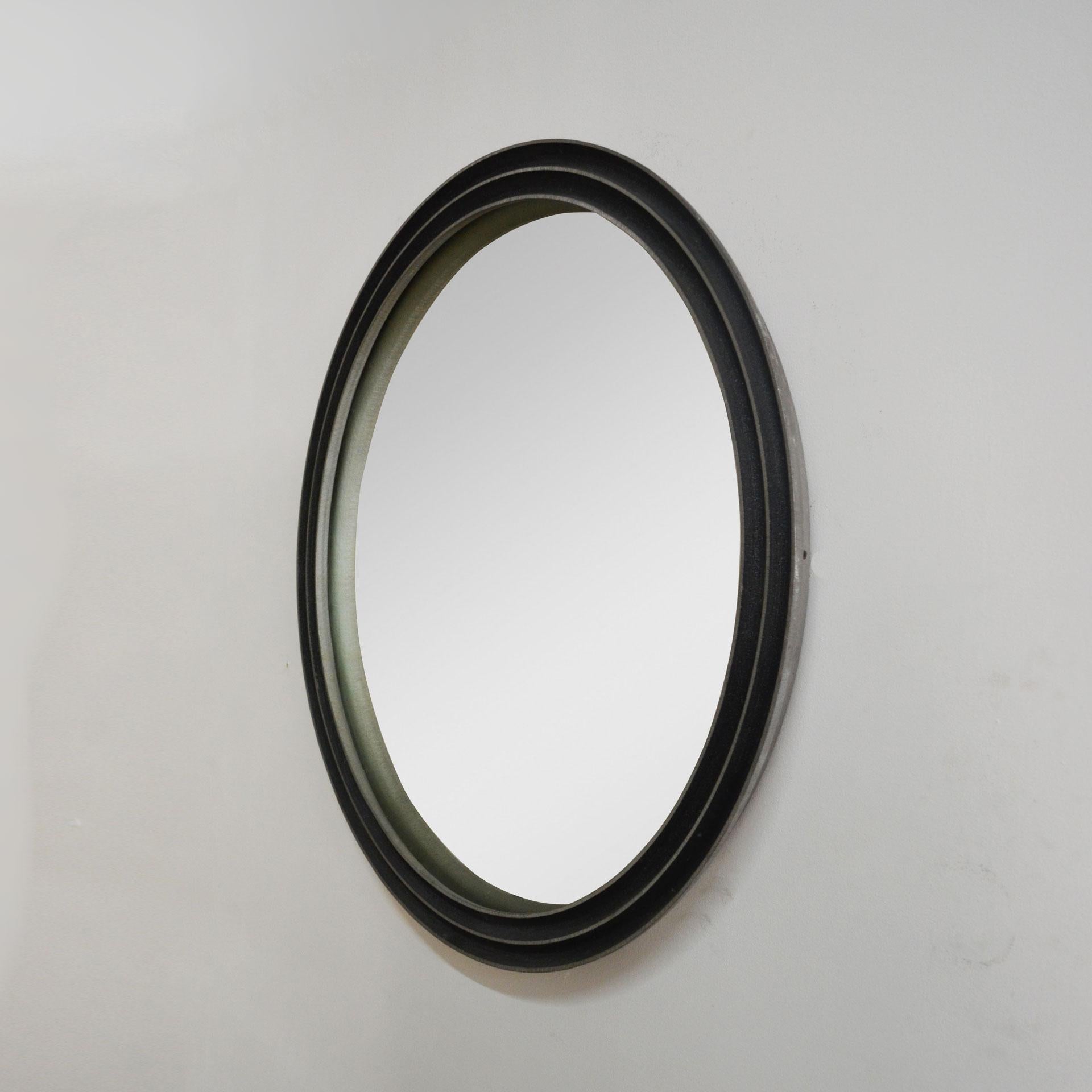 Mid-Century Modern 20th Century Lorenzo Burchiellaro Round Mirror in Aluminium Frame