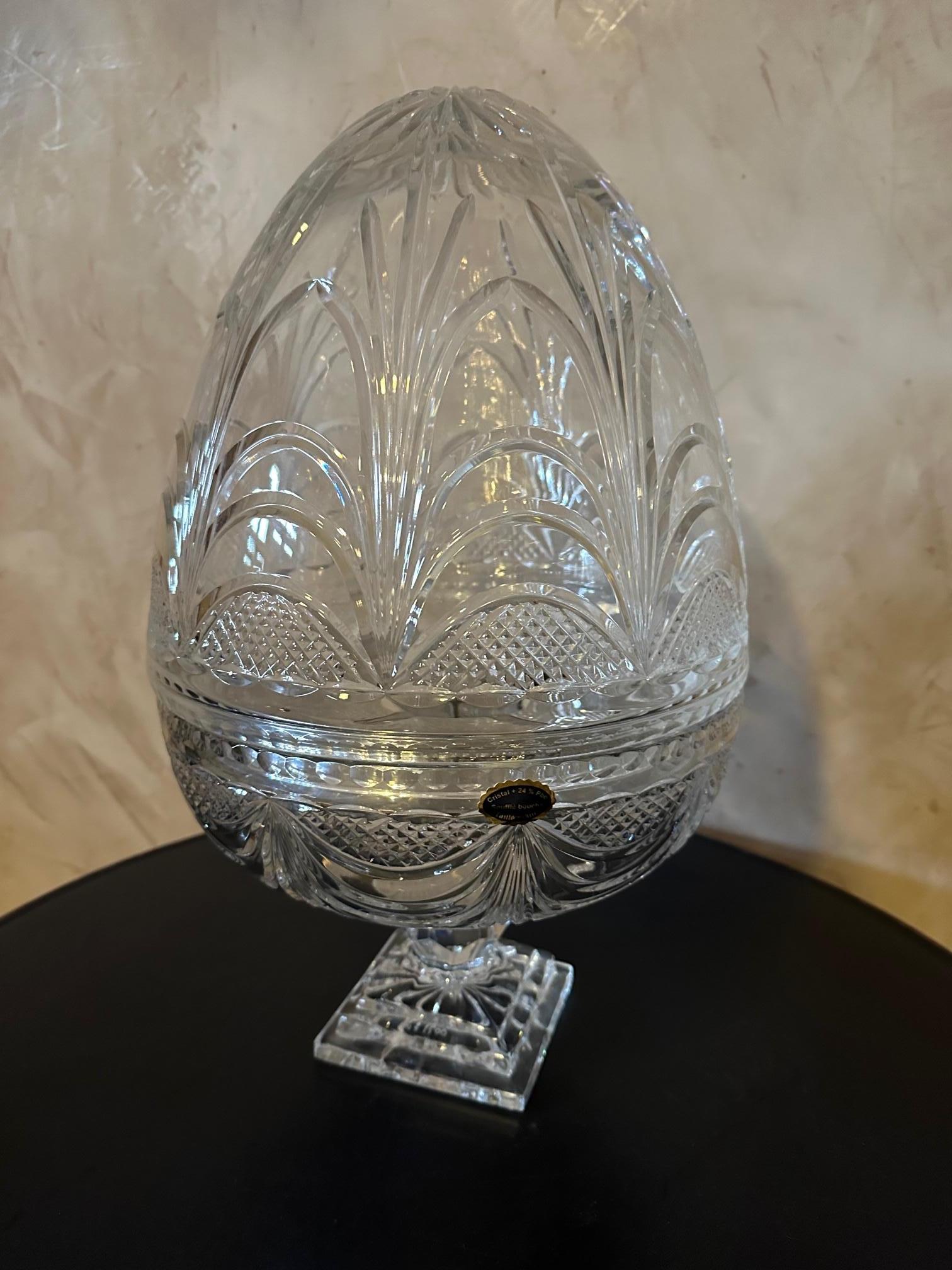French 20th century Lorraine Crystal Champagne egg Cave, 1980s