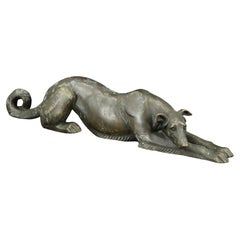 20th Century Louis Albert Carvin Bronze Greyhound Sculpture