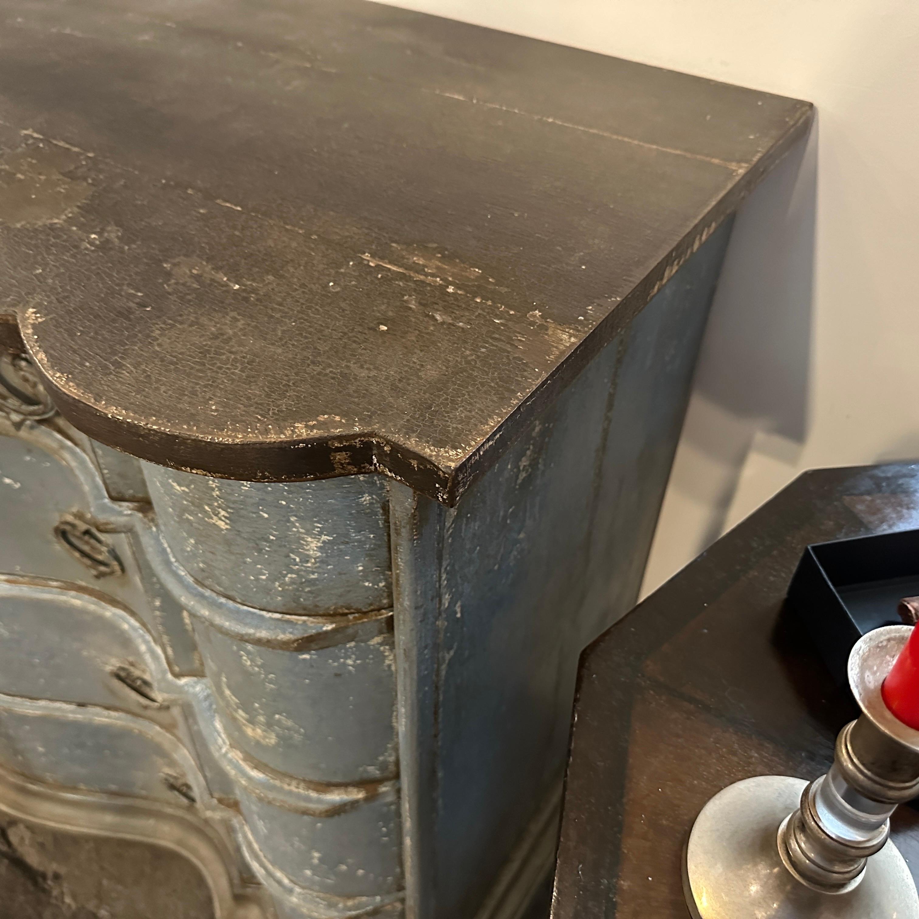 20th Century Louis Philippe Lacquered Blue and Black Florentine Commode 4