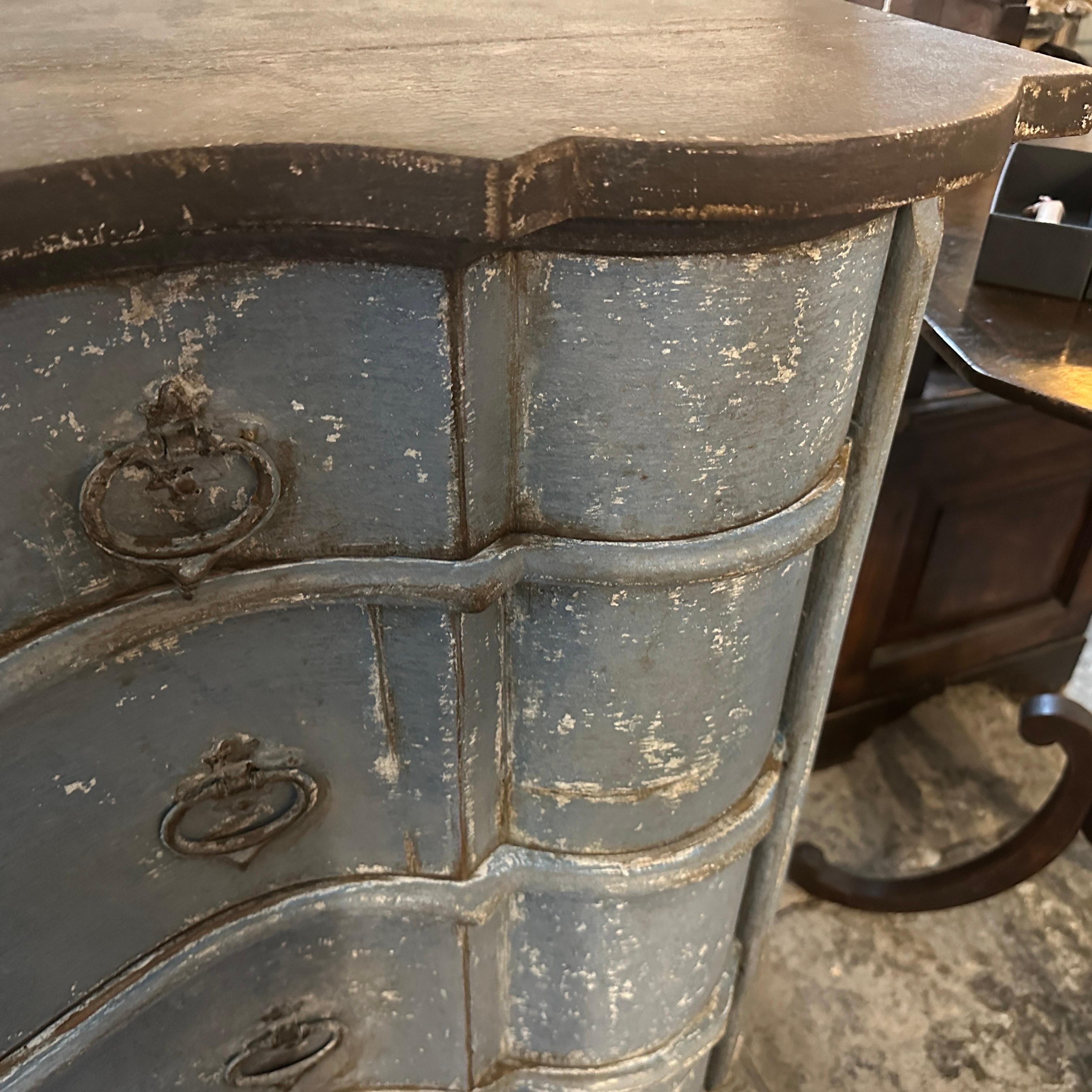 20th Century Louis Philippe Lacquered Blue and Black Florentine Commode 5
