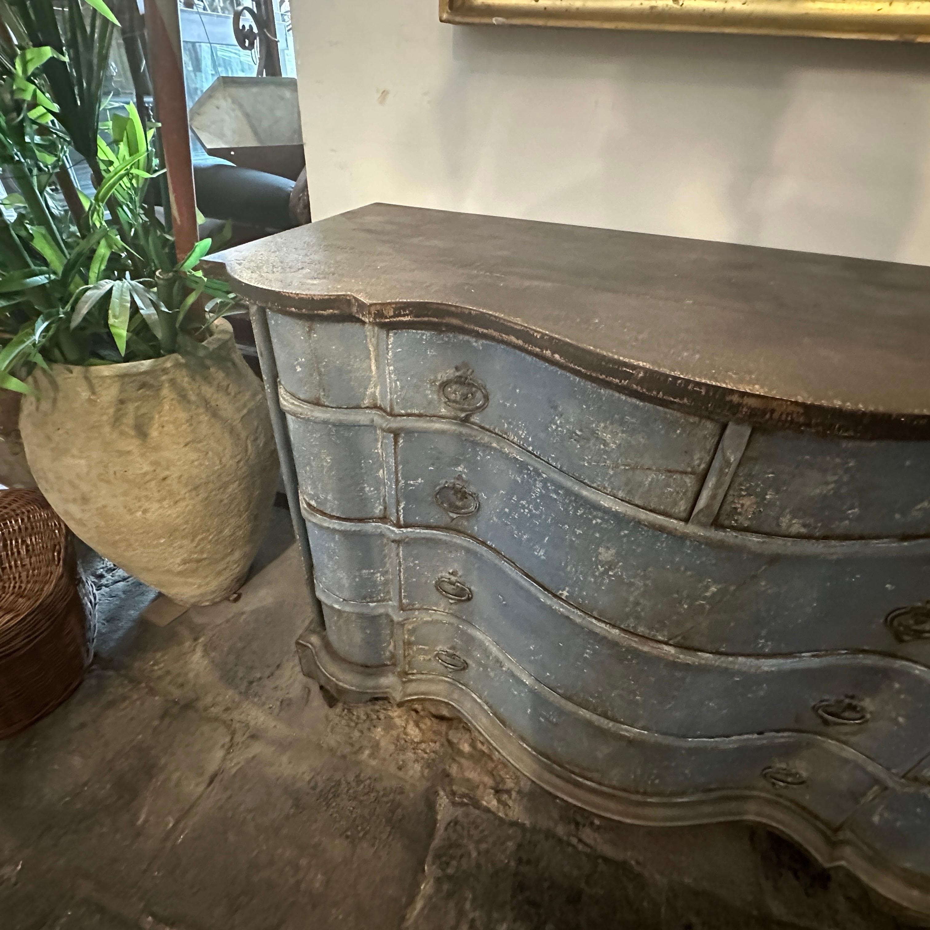 20th Century Louis Philippe Lacquered Blue and Black Florentine Commode 7