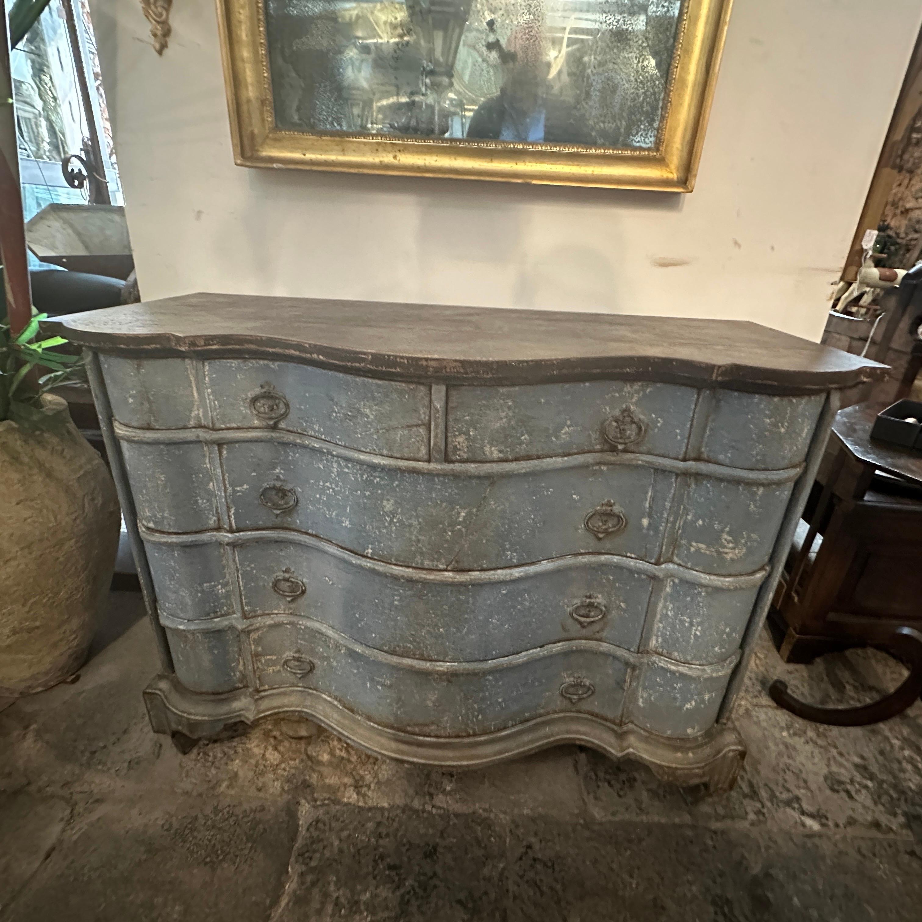 20th Century Louis Philippe Lacquered Blue and Black Florentine Commode 8