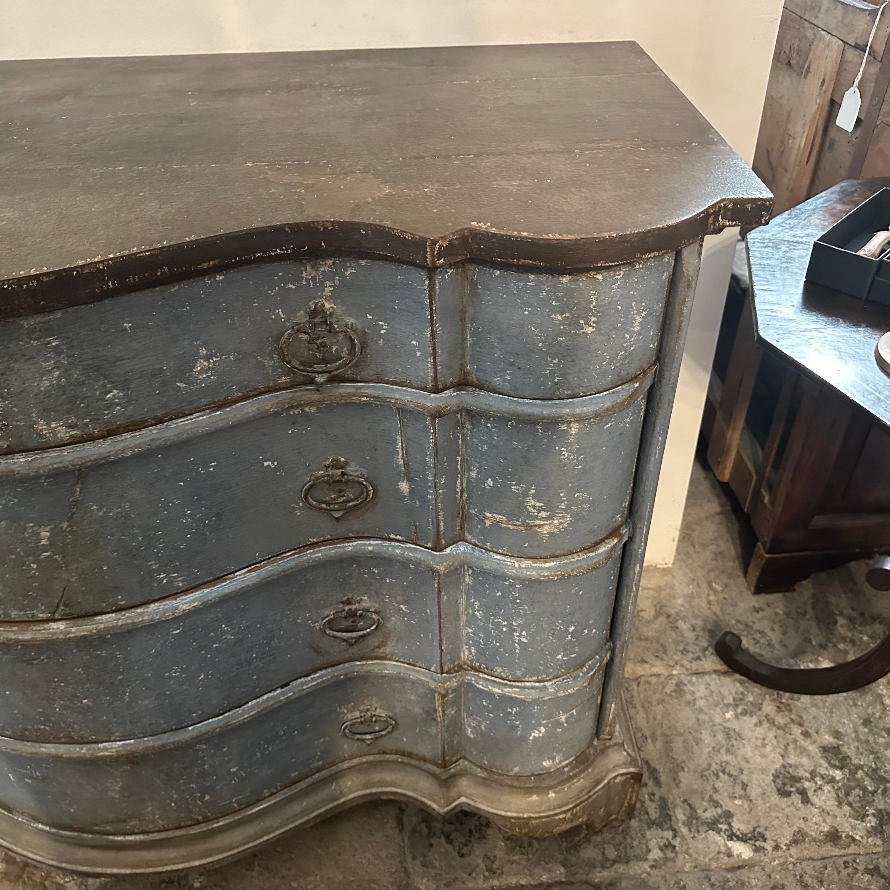 20th Century Louis Philippe Lacquered Blue and Black Florentine Commode 9