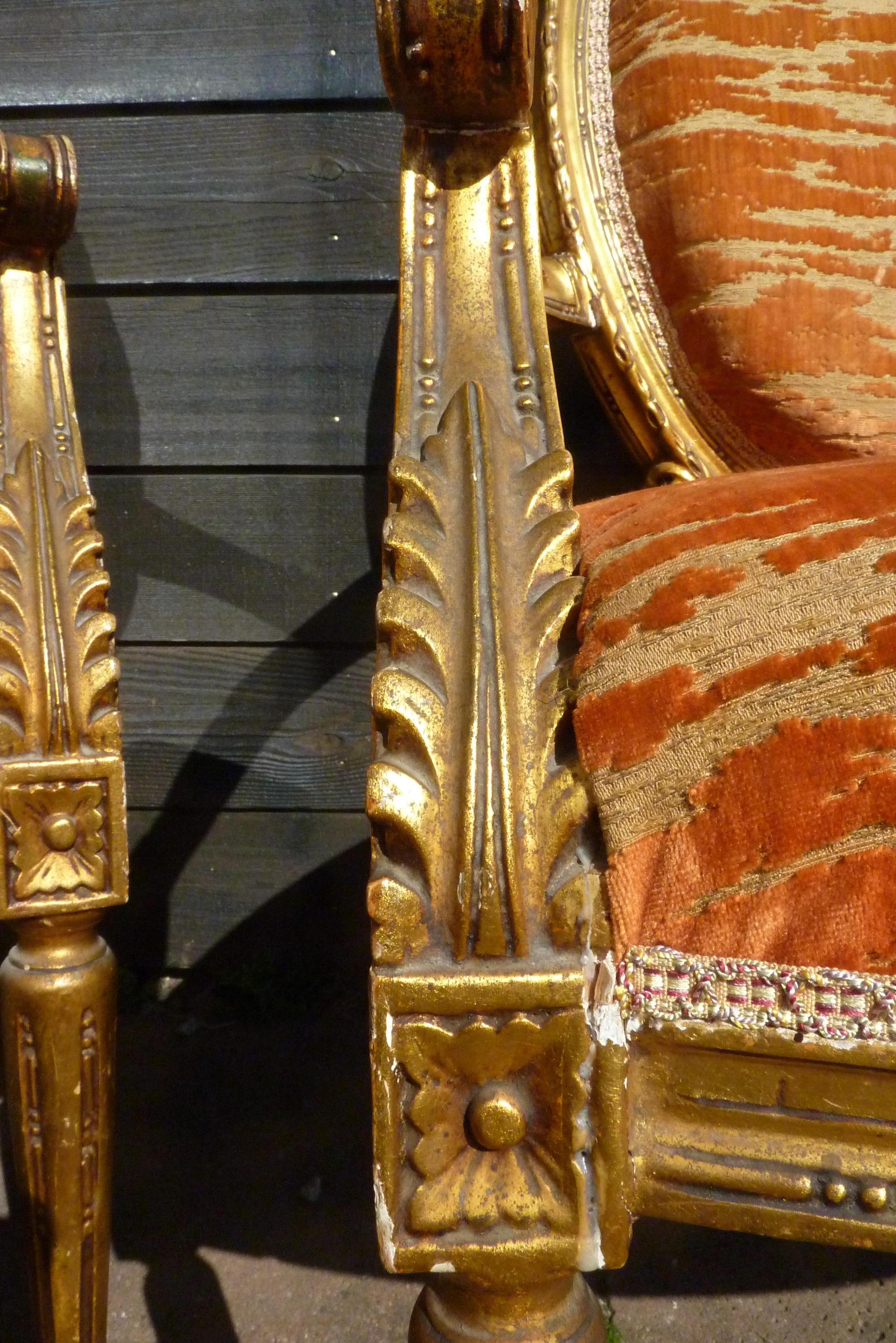 20th Century Louis Seize Gilded Chairs For Sale 8