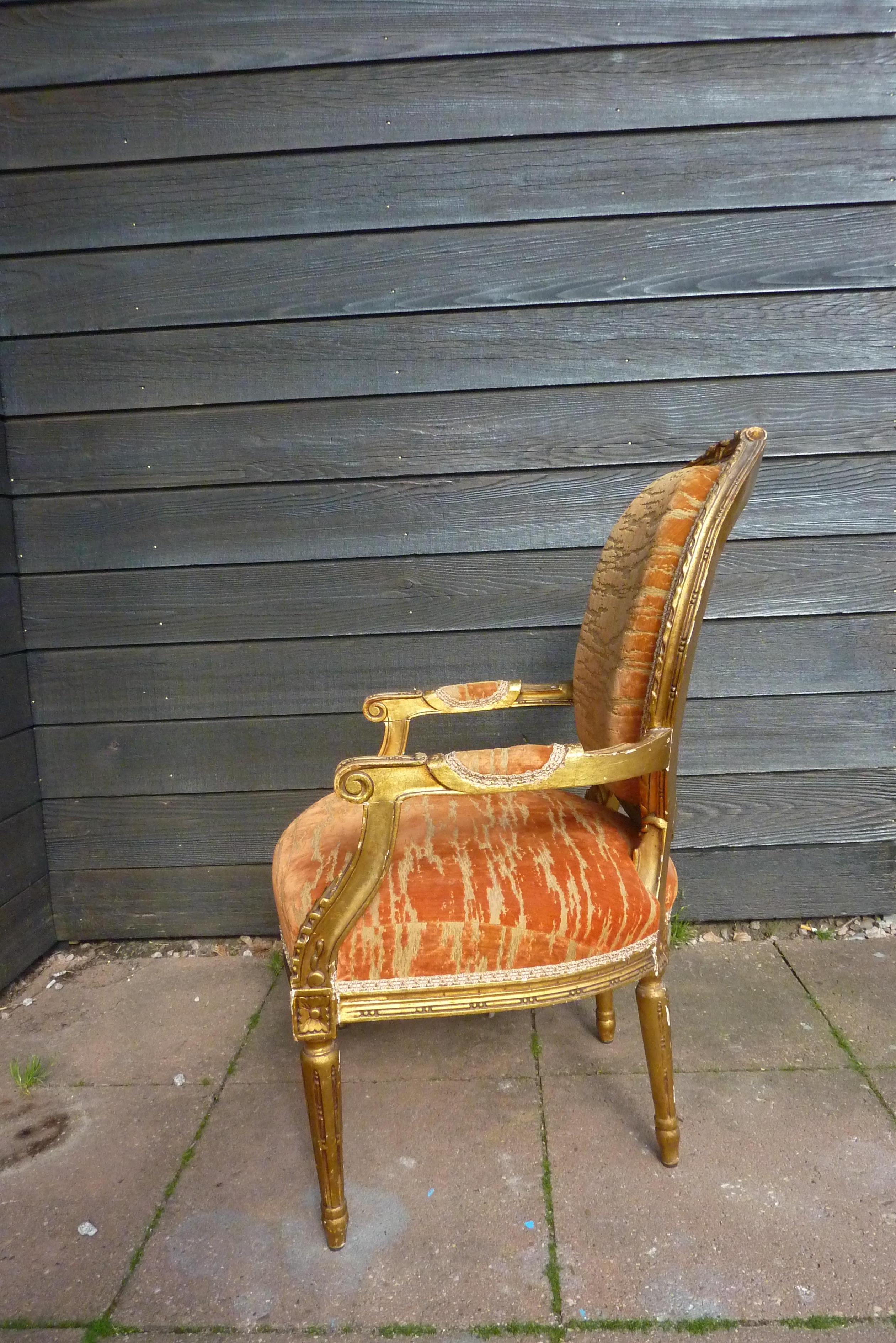 Louis XVI 20th Century Louis Seize Gilded Chairs For Sale