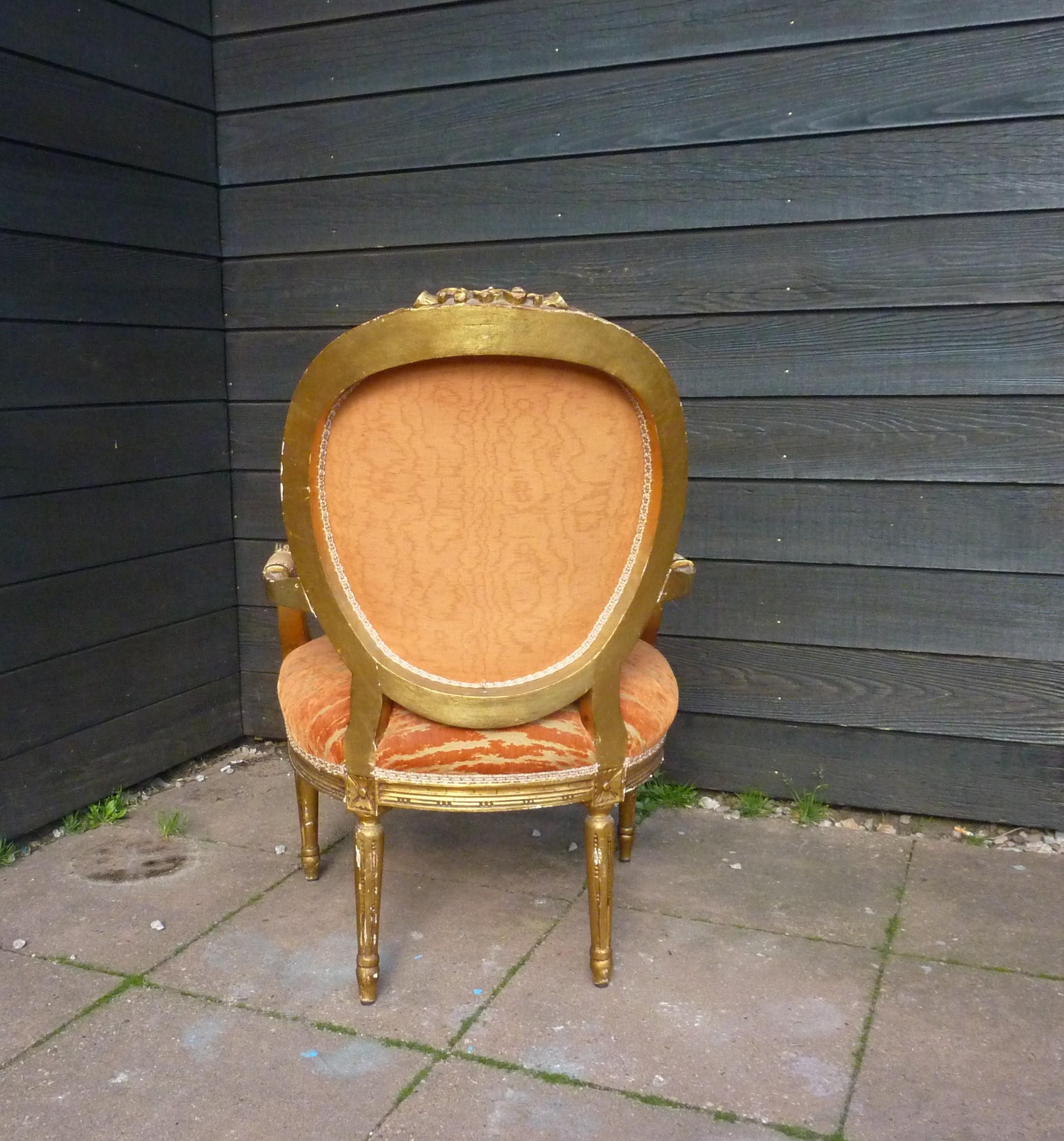 Hand-Crafted 20th Century Louis Seize Gilded Chairs For Sale