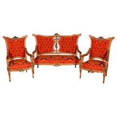 Groupe de sièges de mobilier français de style Louis Seize du 20ème siècle