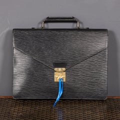 20th Century Louis Vuitton Black Epi Leather Document Case, Made In France c1990