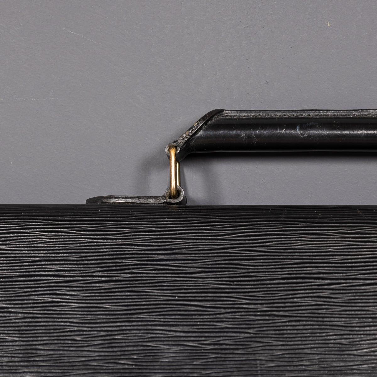 Brass 20th Century Louis Vuitton Black Epi Leather Document Case, Made In France c1990 For Sale