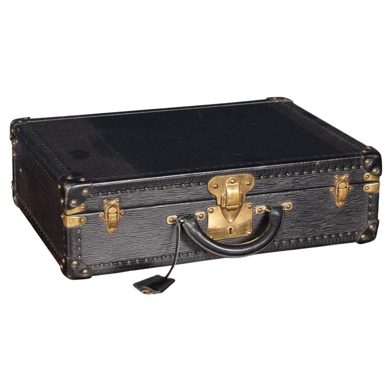Antique Louis Vuitton Auto Car Trunk Steamer Suitcase Black Canvas Insert  SALE