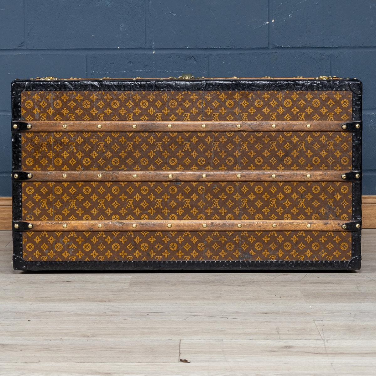 Brass 20th Century Louis Vuitton Courier Trunk In Monogram Canvas, France c.1900 For Sale