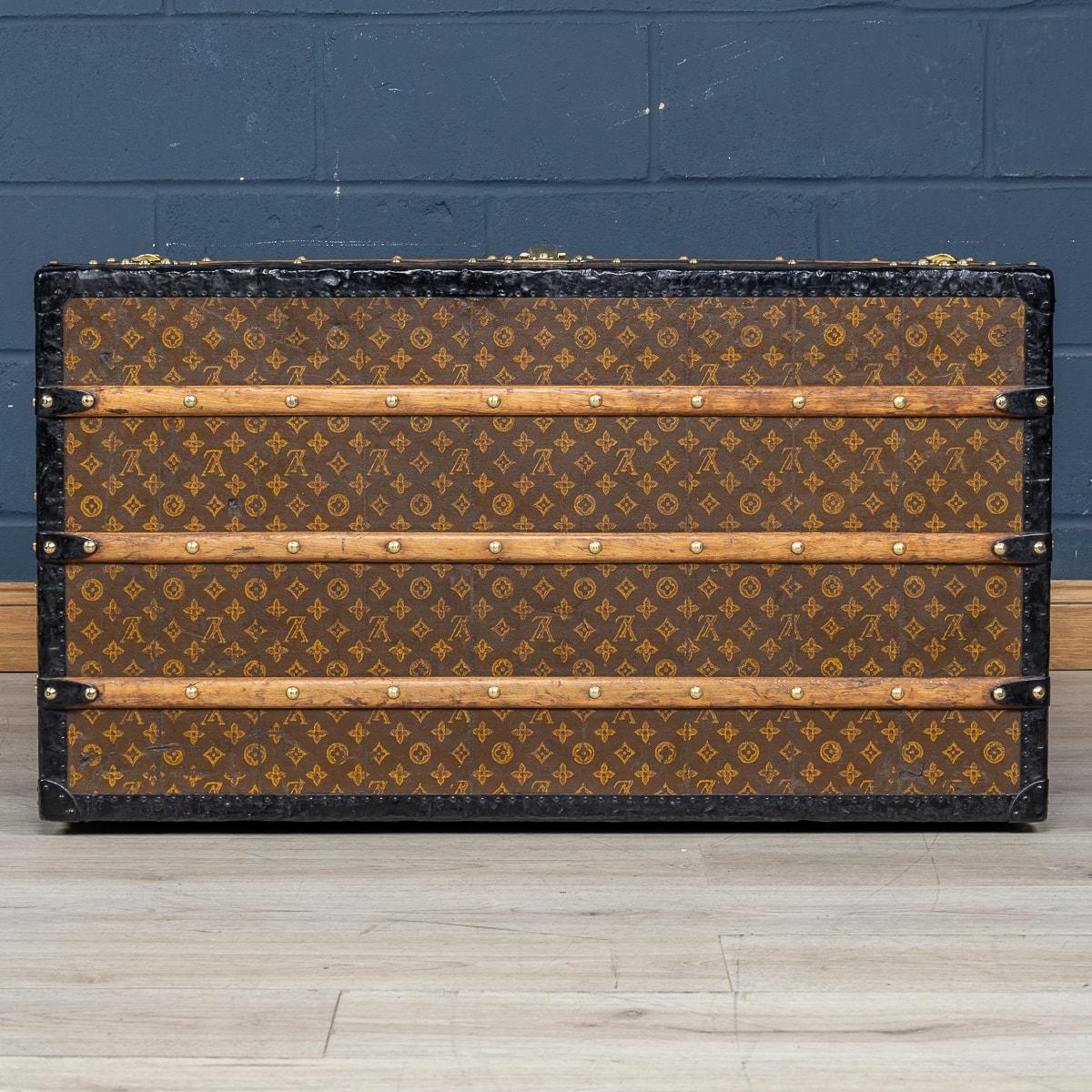 Brass 20th Century Louis Vuitton Courier Trunk In Monogram Canvas, France c.1910 For Sale