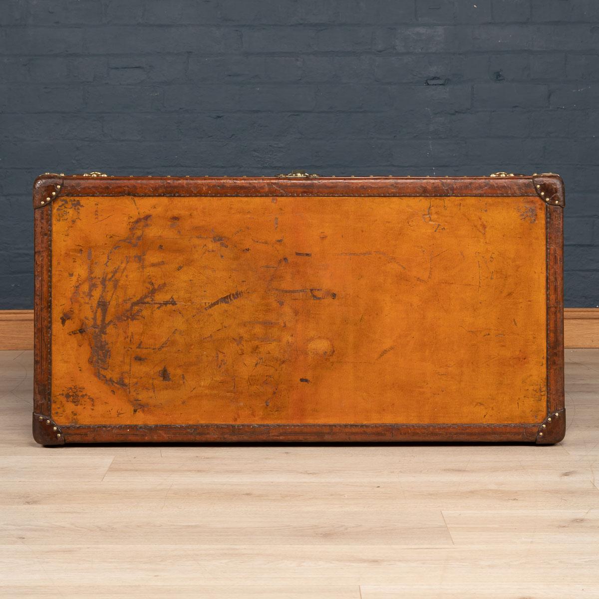 Brass Louis Vuitton Courier Trunk Orange Vuittonite Canvas, Paris, circa 1905